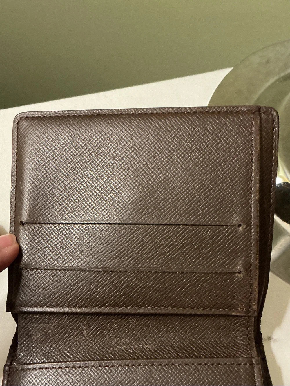 Louis Vuitton Brown Tan Damier Compact Wallet with Snap with COA